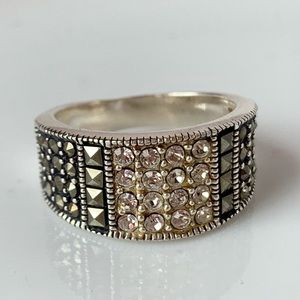 Marcasite Cubic Zirconia Sterling Ring Size 6